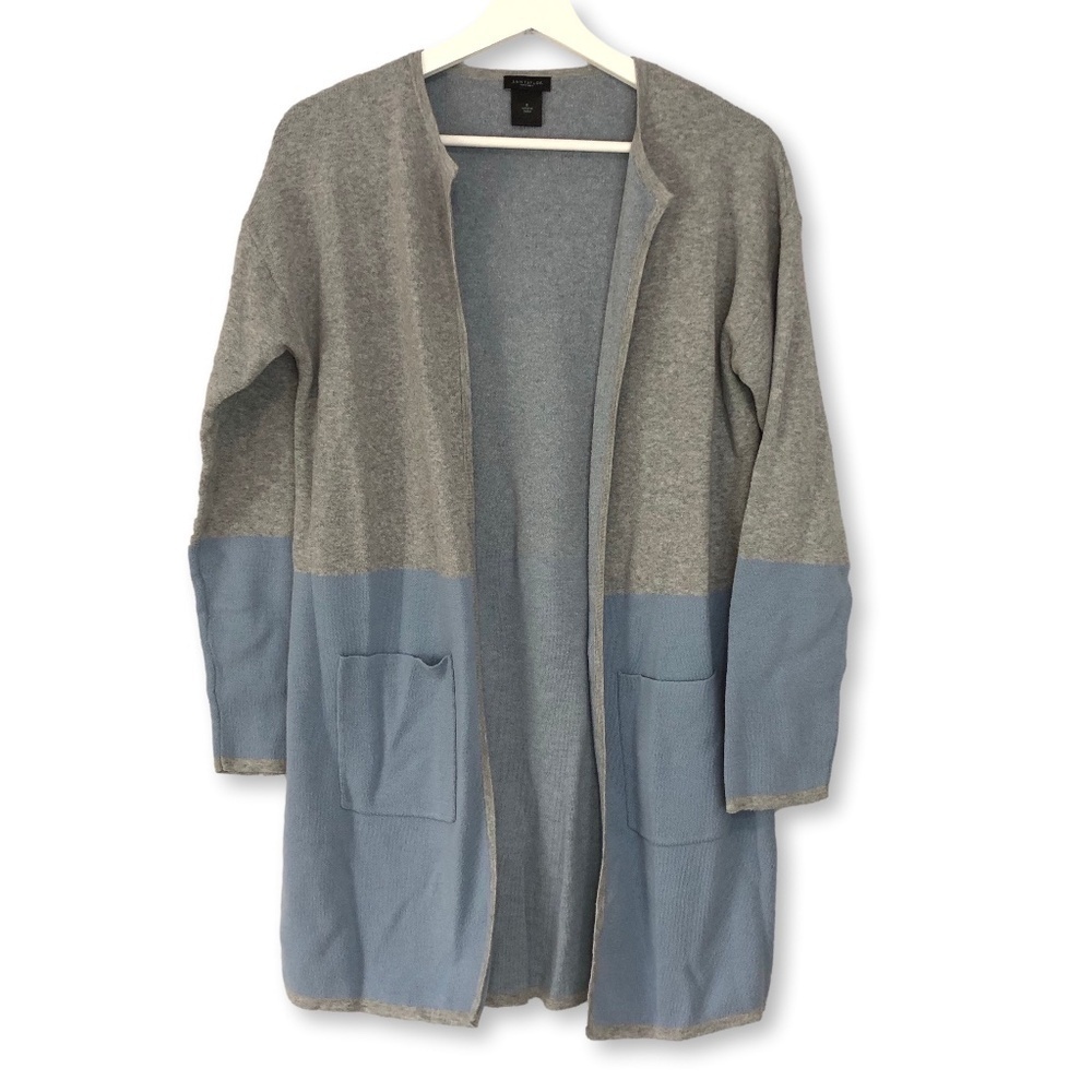 Ann Taylor Factory Cardigan Blue Gray Colorblock Size Small